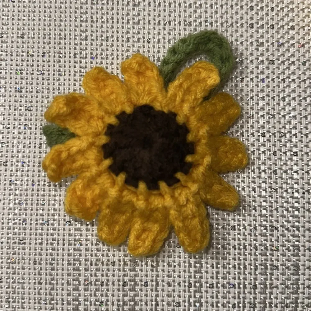 Hand Crochet Gold Brown Green Sunflower Charms